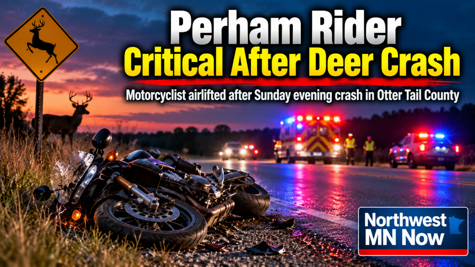 Perham Motorcyclist Critical After Hitting Deer
