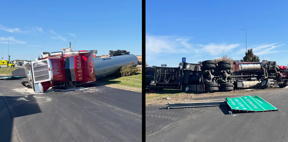 Devils Lake Semi Rollover Prompts Traffic Detour